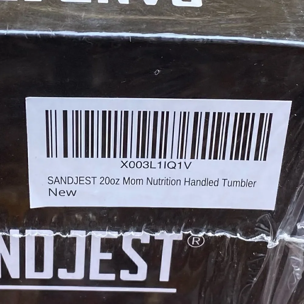 Sandjest Mom Nutrition Facts 20 oz Stainless Steel Tumbler. NWT. Giftable